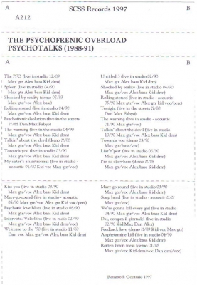 a212 the psychofrenic overload: psychotalks 1988-91 1991
